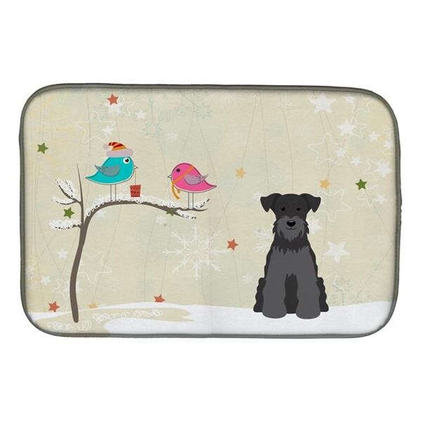 Carolines Treasures Carolines Treasures BB2523DDM Christmas Presents Between Friends Miniature Schanuzer Black Dish Drying Mat BB2523DDM - main